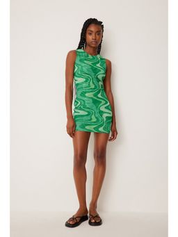 NA-KD - Mesh Bodycon Dress-green Print