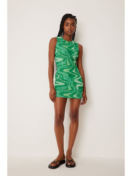 green emerald velvet dress Genesis Kelly Green Mesh Ruched Dress, Small / Kelly Green