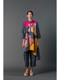 clos - Blue Asymmetric Longline Co-Ord (Set of 2)