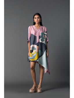 clos - Multi-Colour Asymmetric Longline Kaftan Dress