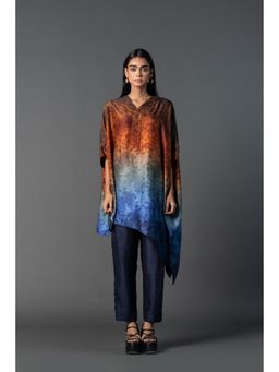 clos - Multi-Colour Asymmetric Longline Kaftan With Pant (Set of 2)