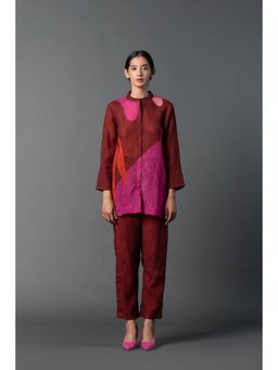 clos - Maroon Grandeur Silhouette Print Co-Ord (Set of 3)