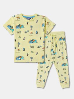 R&B - Kids Yellow Printed Joggers Set