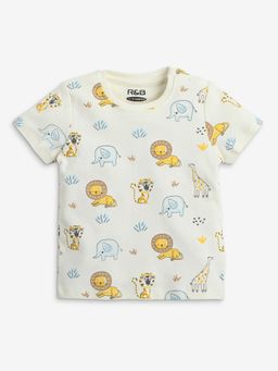 R&B - White Graphic Printed Boys Sleepwear Set