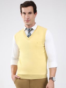 Monte Carlo - Men Yellow V-Neck Sleeveless Sweater
