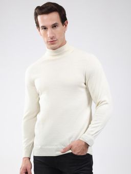 Monte Carlo - Men Off White High Neck Full Sleeve Sweater