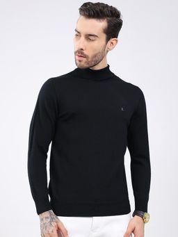 Monte Carlo - Men Black High Neck Full Sleeve Sweater