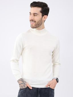 Monte Carlo - Men Off White High Neck Full Sleeve Sweater