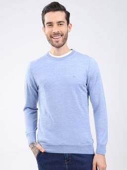 Monte Carlo - Men Blue Round Neck Full Sleeve Sweater
