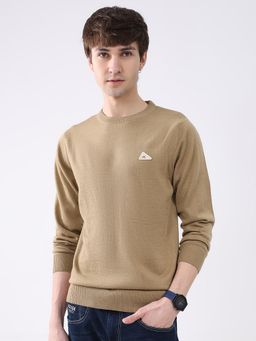 Monte Carlo - Men Brown Round Neck Full Sleeve Sweater