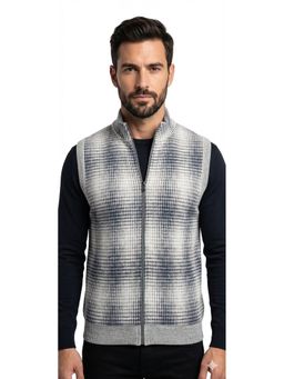 Pierre Carlo - Men Grey Regular Sleeveless Cardigan