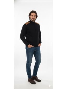 Pierre Carlo - Men Black Regular Full Sleeves Cardigan