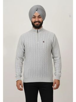 Pierre Carlo - Men Grey Regular Full Sleeves Sweater