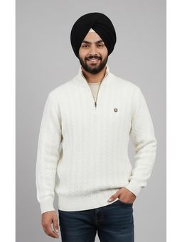 Pierre Carlo - Men Off White Regular Full Sleeves Sweater