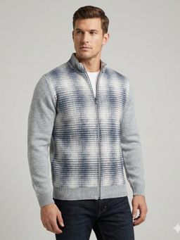 Pierre Carlo - Men Grey Regular Full Sleeves Cardigan