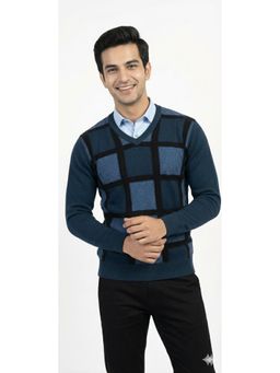 Pierre Carlo - Men Teal Regular Full Sleeves Sweater