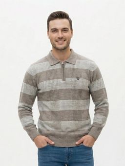 Pierre Carlo - Men Brown Regular Full Sleeves Sweater