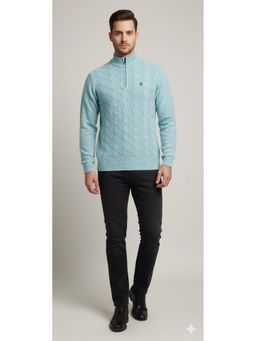 Pierre Carlo - Men Green Regular Full Sleeves Sweater
