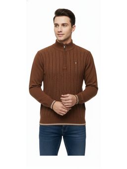 Pierre Carlo - Men Brown Regular Full Sleeves Sweater