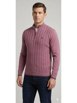 Pierre Carlo - Men Mauve Regular Full Sleeves Sweater