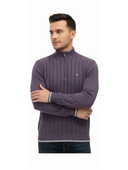 Pierre Carlo - Men Purple Regular Full Sleeves Sweater