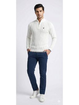 Pierre Carlo - Men White Regular Full Sleeves Sweater