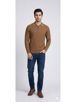 Pierre Carlo - Men Brown Regular Full Sleeves Sweater
