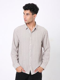 BLNK - Classic Linen Blend Beige Striped Shirt