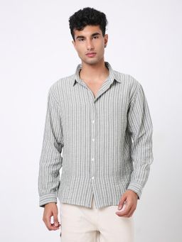 BLNK - Classic Linen Blend Grey Striped Shirt