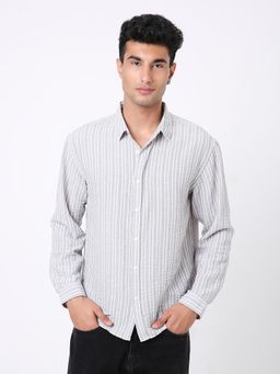 BLNK - Classic Linen Blend Grey Striped Shirt