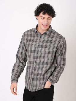 BLNK - Men Classic Fit Grey Checked Shirt