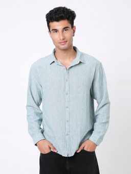 BLNK - Premium Linen Blend Green Textured Shirt