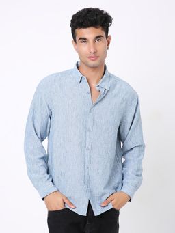 BLNK - Premium Linen Blend Blue Textured Shirt