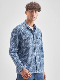 LOCOMOTIVE - Premium Men Indigo Washed Dobby Oversized Overshirt