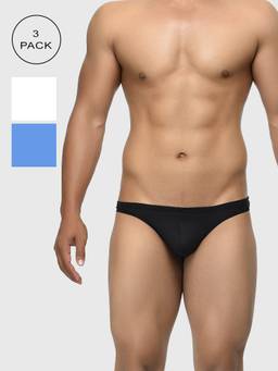 BASIICS by La Intimo - Multi-Color Men's Low Waist Semi Seamless Thong - (Pack of 3)