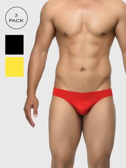 BASIICS by La Intimo - Multi-Color Men's Low Waist Semi Seamless Thong - (Pack of 3)