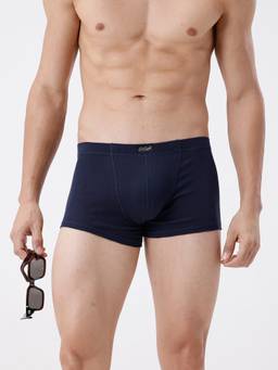 Crocodile - Navy Blue Men Comfort Fit Pure Cotton Solid Trunk