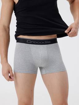 Crocodile - Grey Men Comfort Fit Cotton Blend Typography Trunk