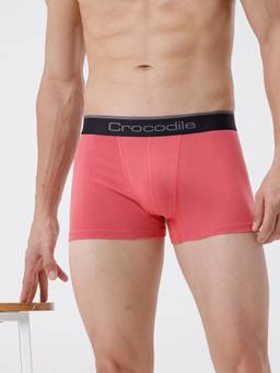 Crocodile - Coral Men Comfort Fit Cotton Blend Typography Trunk