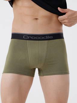 Crocodile - Olive Men Comfort Fit Cotton Blend Typography Trunk