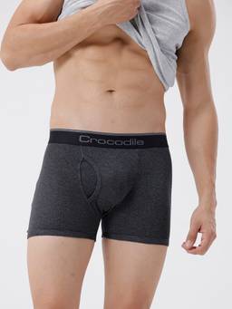Crocodile - Charcoal Men Comfort Fit Pure Cotton Typography Trunk