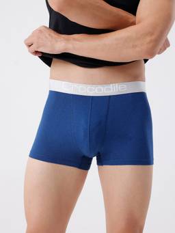 Crocodile - Blue Men Comfort Fit Cotton Blend Typography Trunk