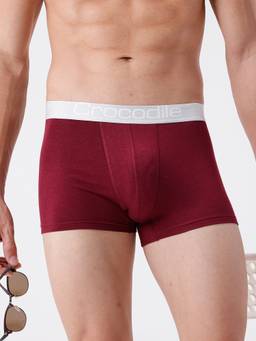 Crocodile - Maroon Men Comfort Fit Cotton Blend Typography Trunk