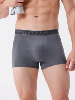 Crocodile - Grey Men Comfort Fit Cotton Blend Typography Trunk