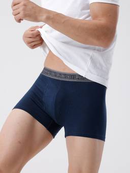 Crocodile - Blue Men Comfort Fit Cotton Blend Typography Trunk
