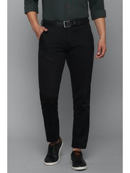 Louis Philippe - Men Black Slim Fit Solid Flat Front Casual Trousers