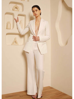 SHEEN COUTURE - White Formal Blazer with Pant (Set of 2)