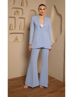 SHEEN COUTURE - Sky Blue Double Breasted Formal Blazer with Pant (Set of 2)