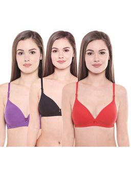 Bodycare - Pack Of 3 Lightly Padded T-Shirt Bra - Multi Color