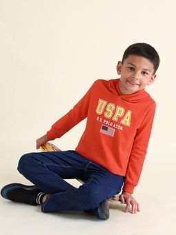 U.S. POLO ASSN. - Kids Orange Full Sleeves Hoodie